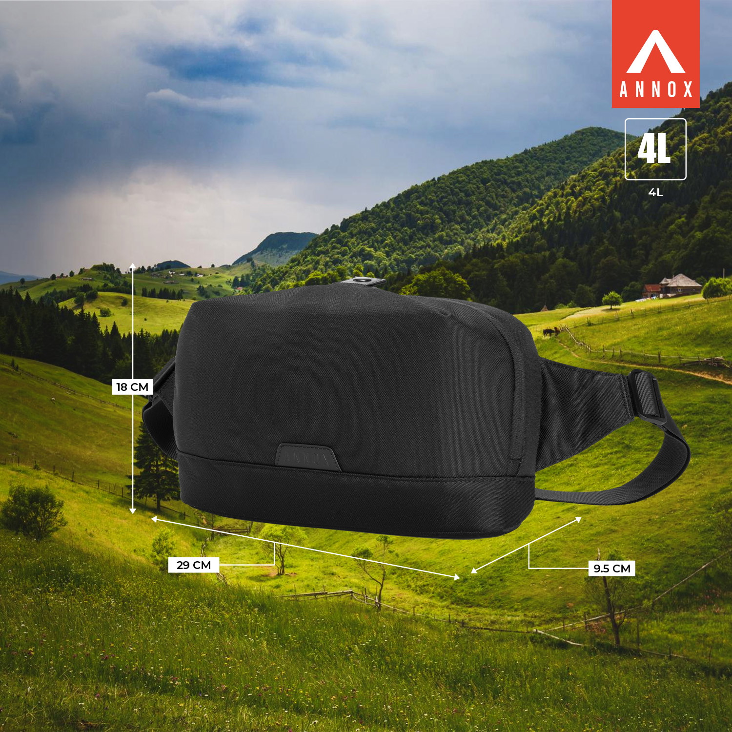 Annox Ecosmart Sling Bag – Wodoodporna torba z materiału z recyklingu na hulajnogę, deskorolkę i wrotki