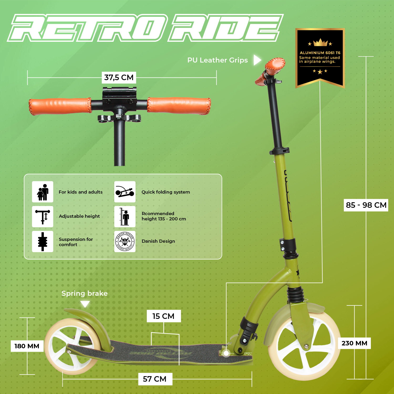 Story Retro Ride Składany Trottinette do Codziennego Użytku