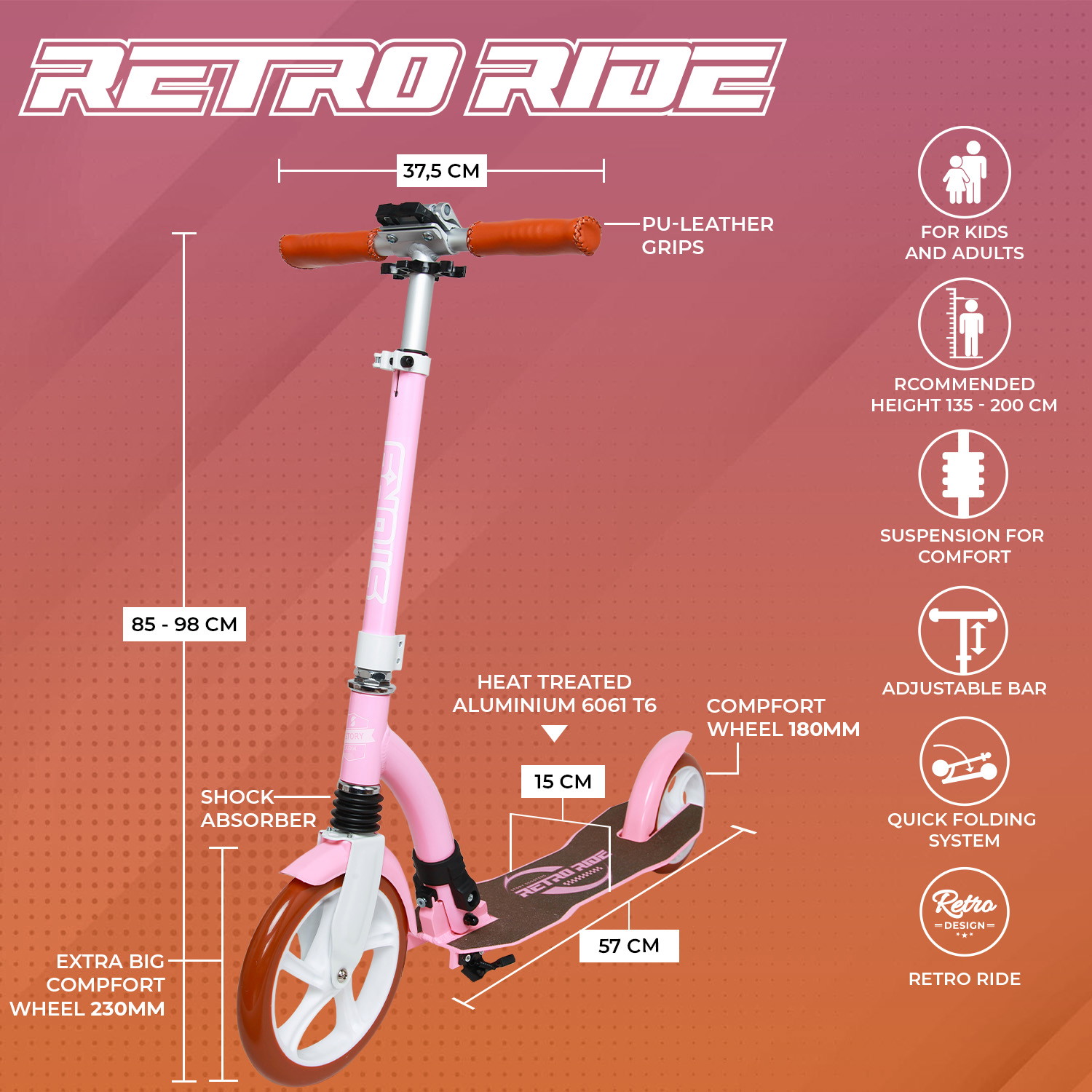 Story Retro Ride Składany Trottinette do Codziennego Użytku