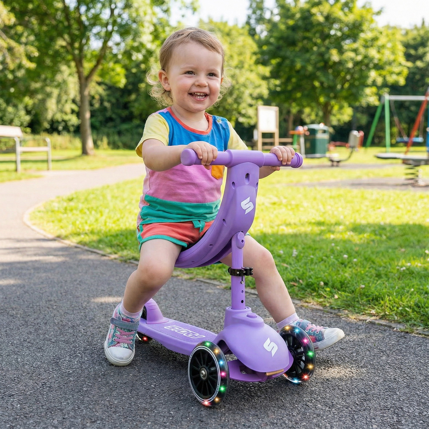 Story 4IN1 LED dziecięcy 3-kołowy trottinette