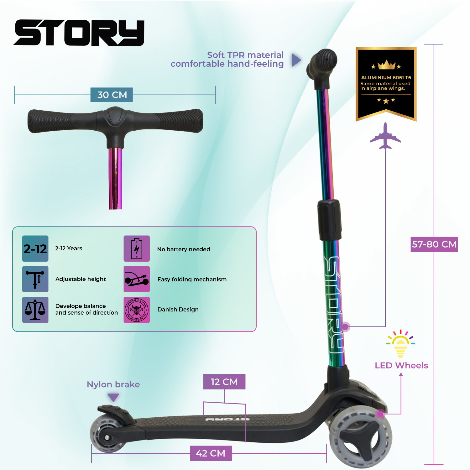 Story Mini Friends LED deluxe 3-kołowy hulajnoga dla dzieci