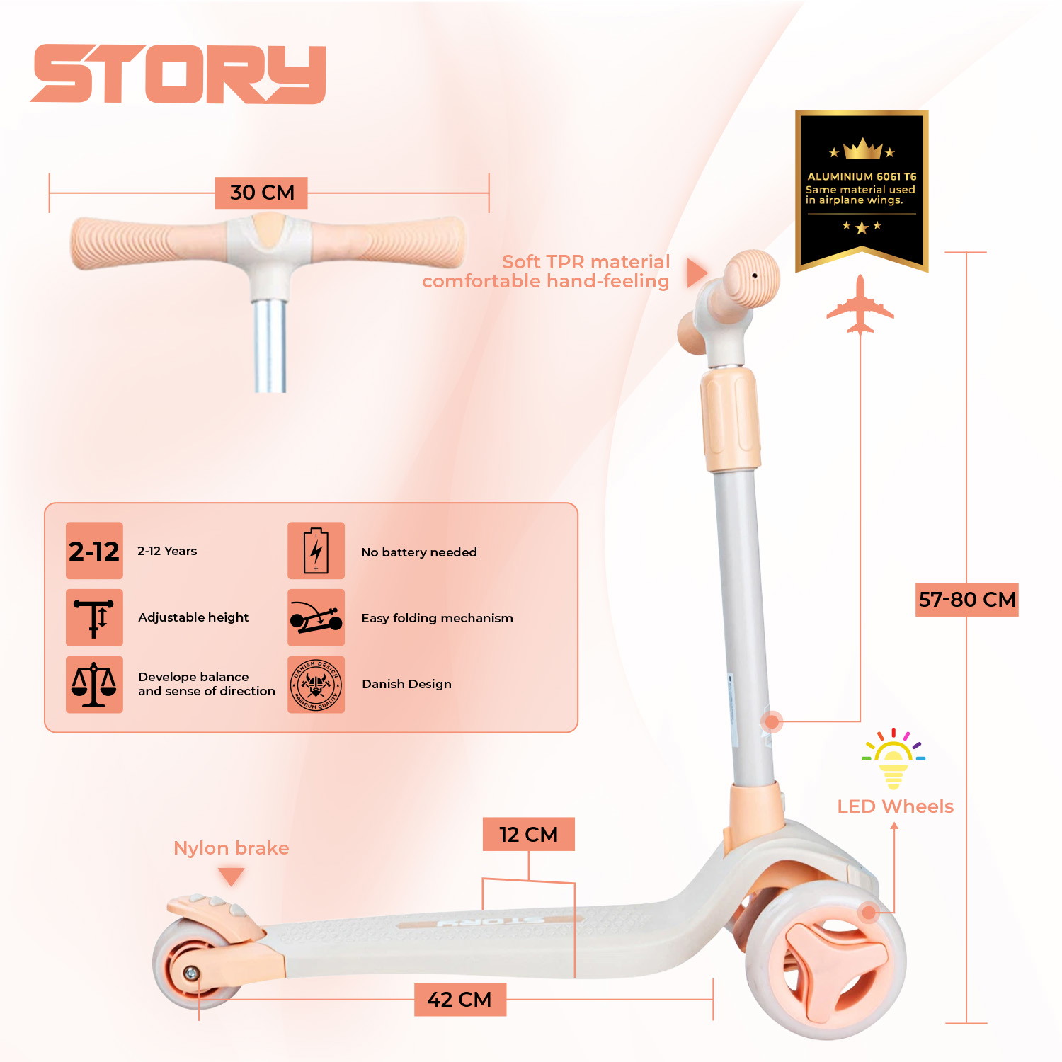 Story Mini Friends LED deluxe 3-kołowy hulajnoga dla dzieci