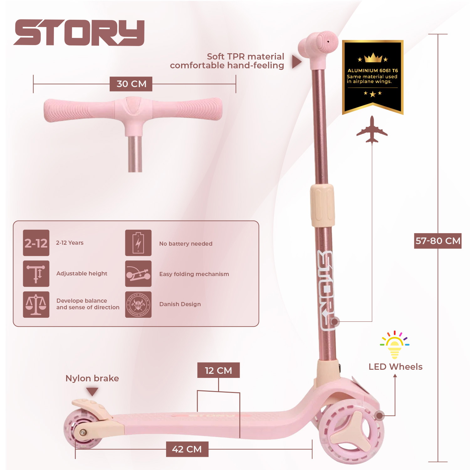 Story Mini Friends LED deluxe 3-kołowy hulajnoga dla dzieci