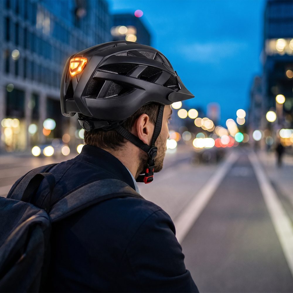 Kask rowerowy LED NKX City z wbudowanym światłem