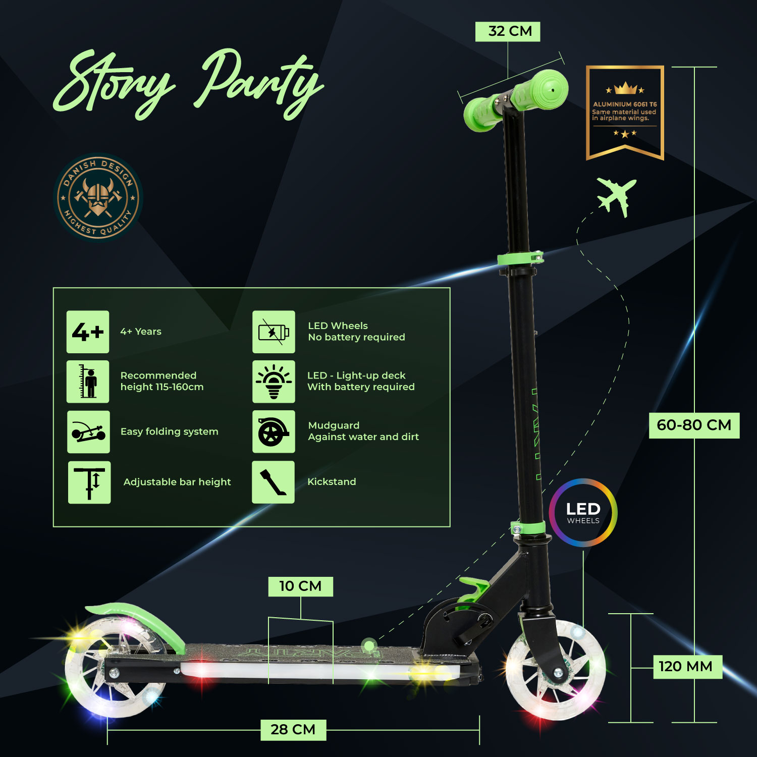 Story Party LED Regulowany Dziecięcy Trotinette